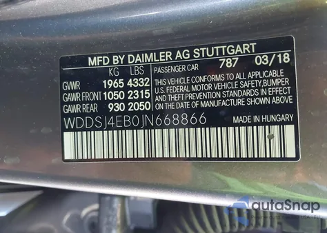 2018 Mercedes-Benz Cla 250 from USA, damaged, VIN WDDSJ4EB0JN668866